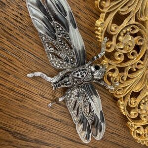 Silver and Black Dragonfly Brooch